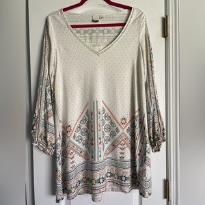 Roxy Womens April Morning Dress Tunic Geometric Long Sleeve Boho XS